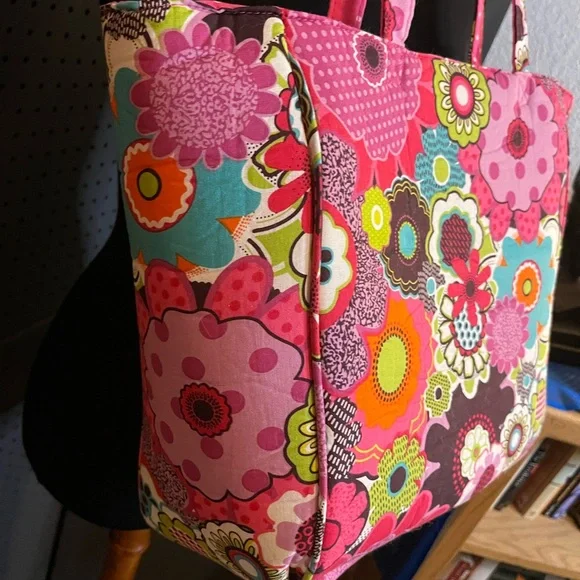 Yarnology Pink and Brown Floral Yarn Tote Bag - Picture 4 of 7